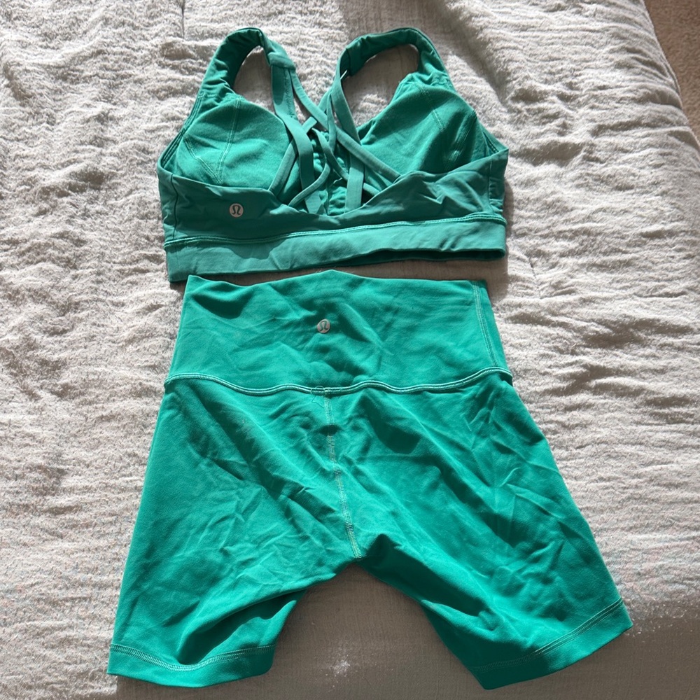lululemon athletica tropics tone Teal Bike Shorts - Picture 4 of 8